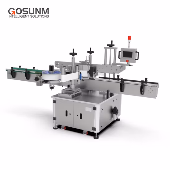 Gosunm Double Side Sticker Labeling Machine Two Sides Square Bottle Label Applicator Bucket Boxes Carton Double Side Labeling Machine