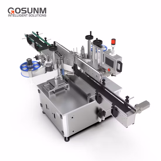 Gosunm Double Side Sticker Labeling Machine Two Sides Square Bottle Label Applicator Bucket Boxes Carton Double Side Labeling Machine